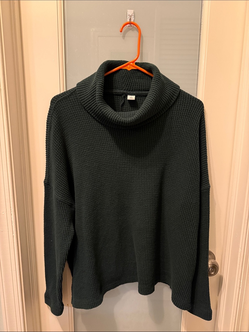 Old Navy Dark Green Cowl Neck Waffle Knit Sweater